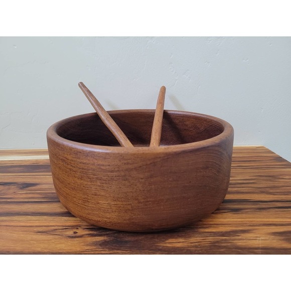 Other - Teak Wooden Bowl and 2 Spoons | Thailand